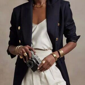 Banana Republic Double Breasted Captain's Blazer Size 0 Navy Blue Jacket 746798